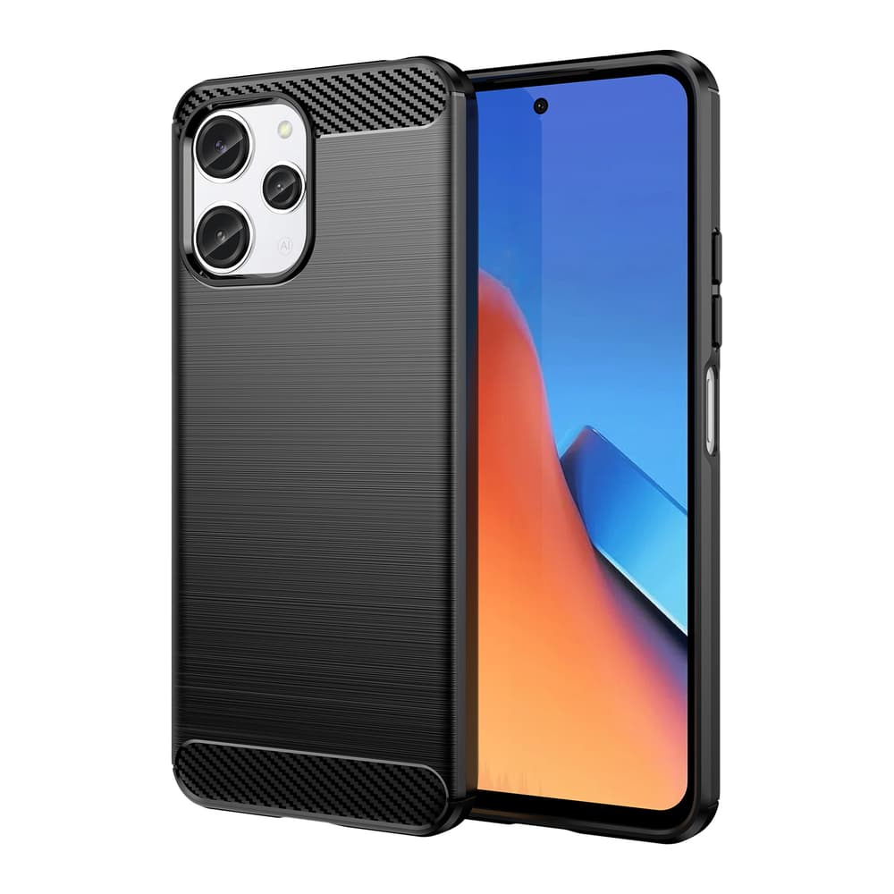 Upogljiv ovitek s karbonskim vzorcem za Xiaomi Redmi 12 - črn