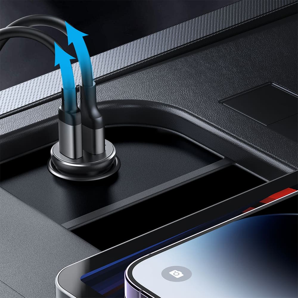 Mini avtomobliski polnilec Joyroom JR-CCN05 USB-A/USB-C 30W - Črna 8