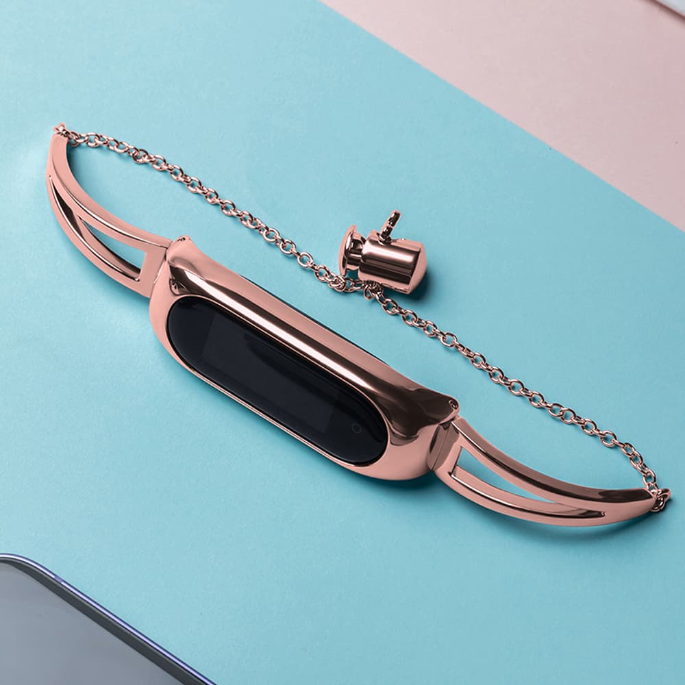 Kovinski pašček za Xiaomi Mi Band 3/4/5/6, roza zlata 6