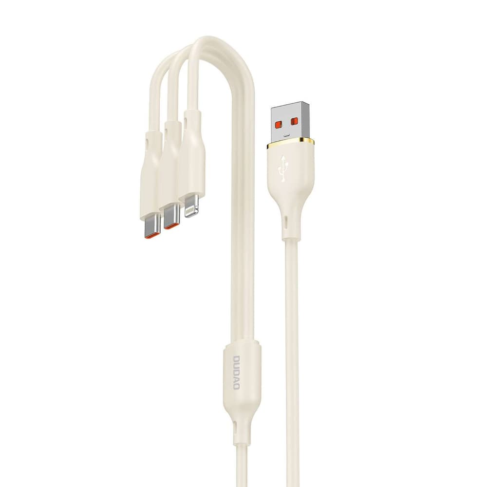 Dudao L7SE 3v1 kabel USB-A na 2x USB-C / Lightning, 66W, 1.2m, bež