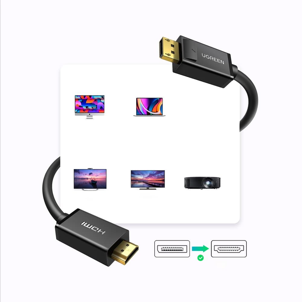 Ugreen DP101 DisplayPort - HDMI kabel 4K 3m črn 6