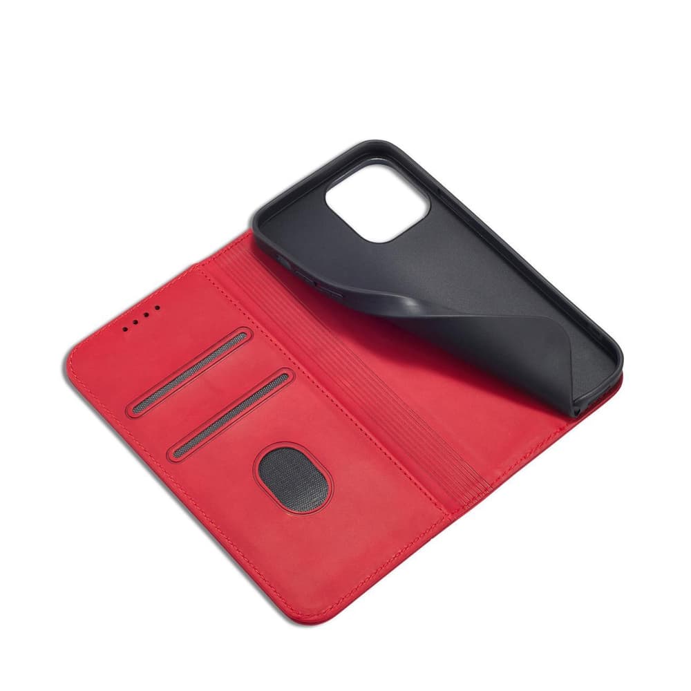 Hurtel Magnet Fancy ovitek z denarnico in oporo za iPhone 14 Plus, rdeč 5
