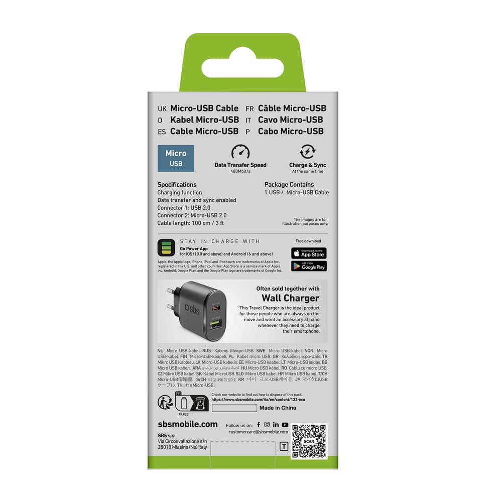 SBS LTHL200 USB-A na Micro-USB kabel, 1m, črn 4