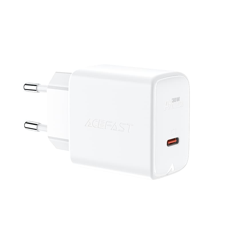 Acefast GaN stenski polnilnik USB-C 30W, PD, QC 3.0, FCP, bel (A21)