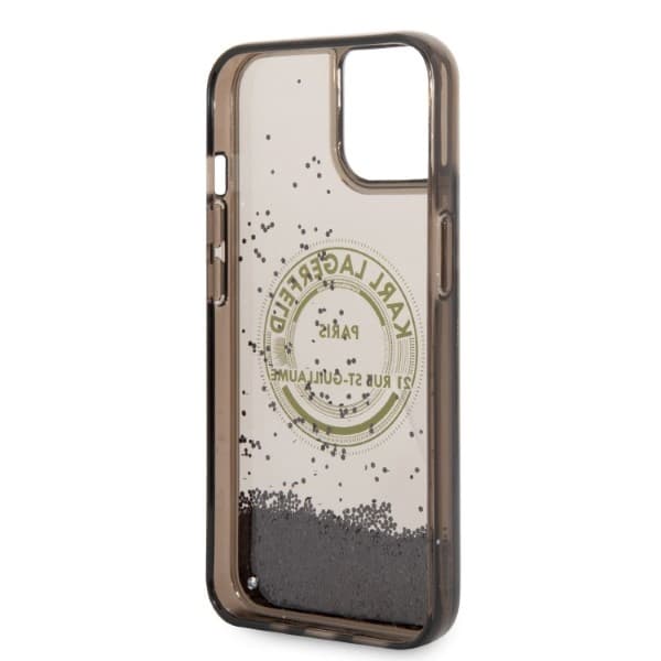 Karl Lagerfeld Liquid Glitter RSG etui za iPhone 14 - črna 7