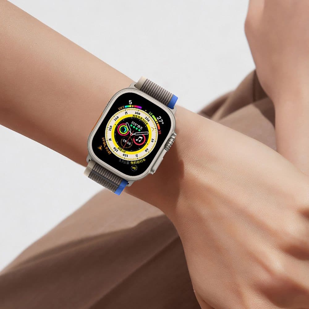 Tech-Protect Nylon pašček za Apple Watch 42-49 mm - Črno/Oranžen 2
