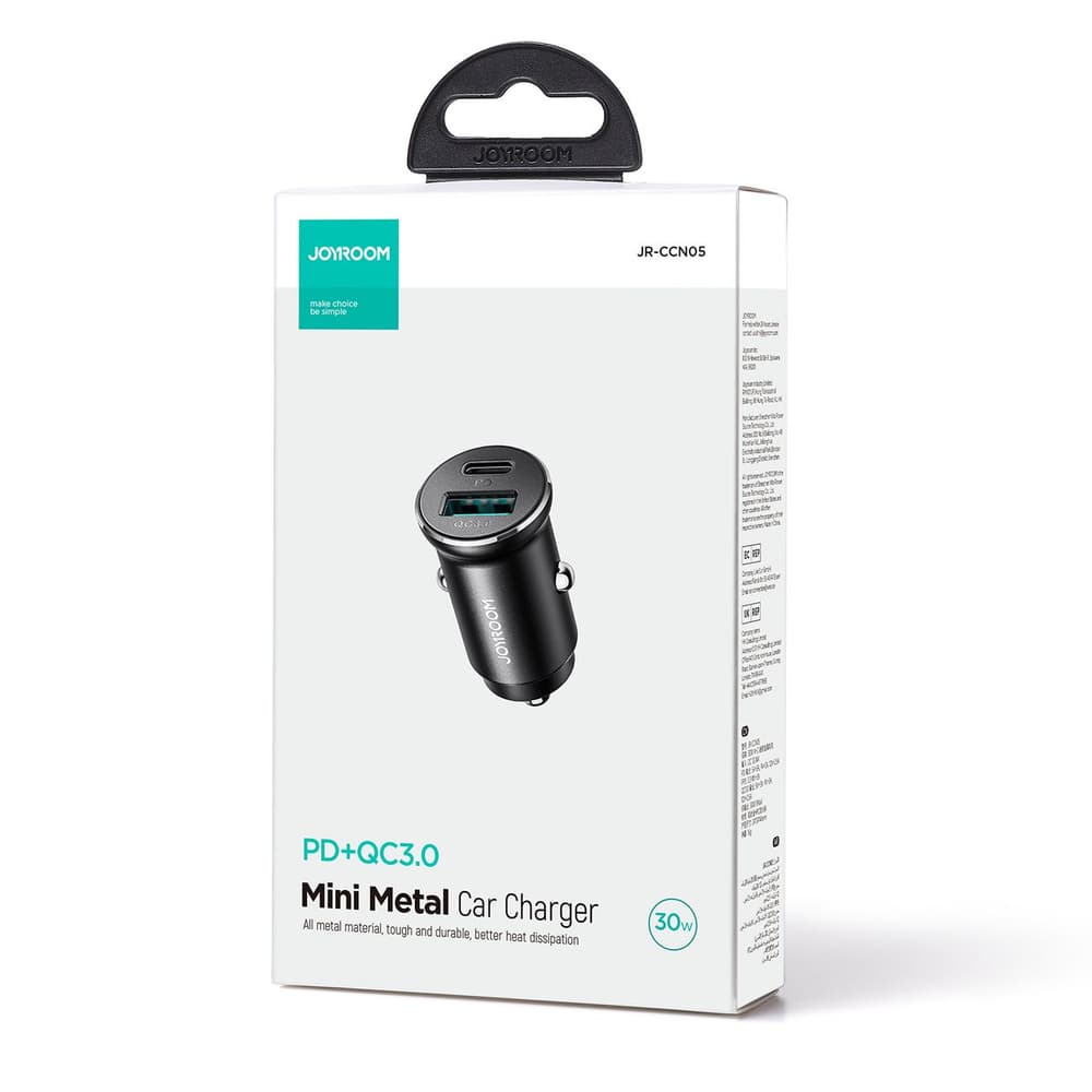 Mini avtomobliski polnilec Joyroom JR-CCN05 USB-A/USB-C 30W - Črna 5