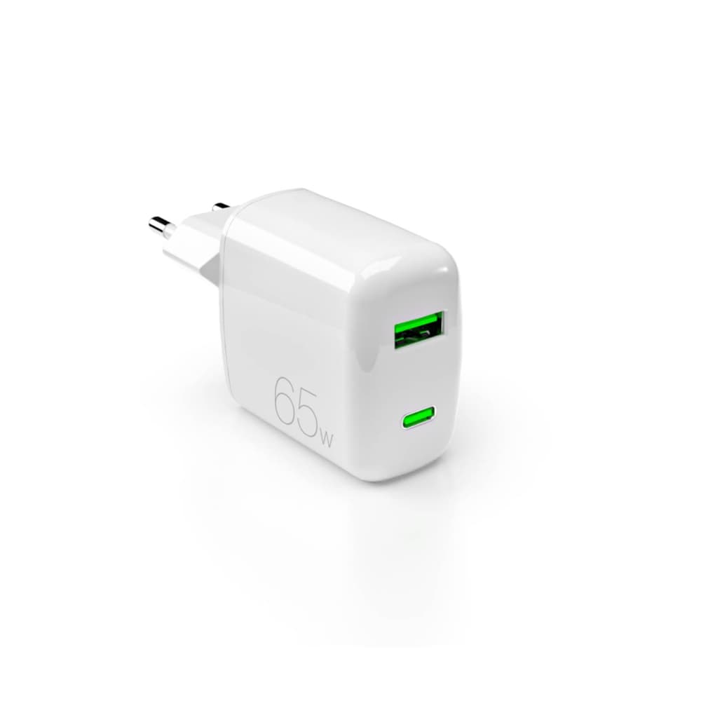 Puro 65W GaN omrežni polnilnik USB-A/USB-C - bel
