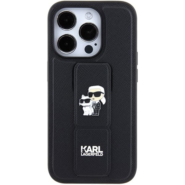 Karl Lagerfeld ovitek za iPhone 15 Pro - črn, Gripstand 4
