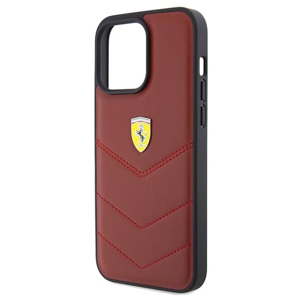 Ovitek Ferrari Leather Stitched Lines za iPhone 15 Pro Max - rdeč 6