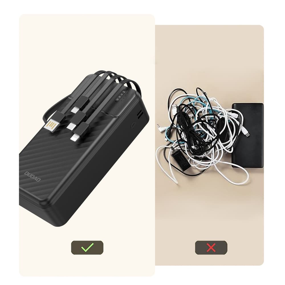 Dudao K11 Max Powerbank 30000mAh s 4 vgrajenimi kabli - črn 8