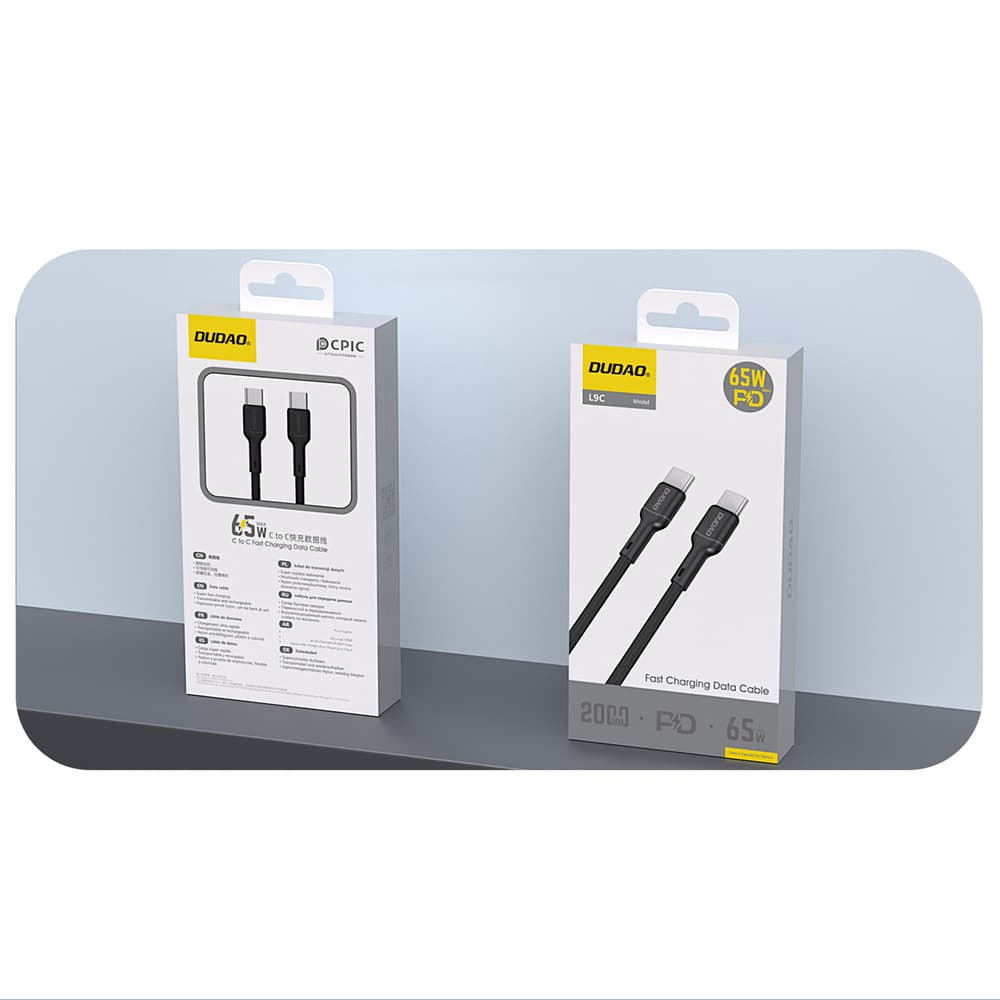 Dudao L9C 65W USB-C - USB-C 2m kabel, črn 2