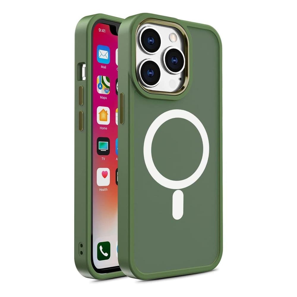 Oklepljen magnetni ovitek Color Matte za iPhone 14 Plus MagSafe - zelen