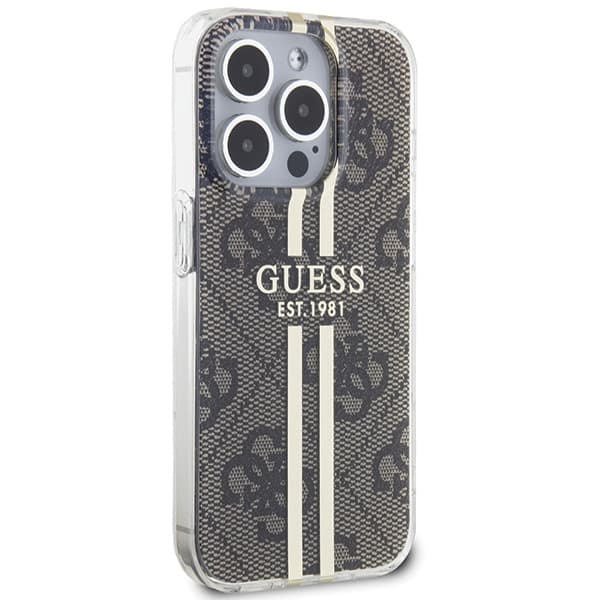 Ovitek Guess IML 4G Gold Stripe za iPhone 15 Pro - rjava 4