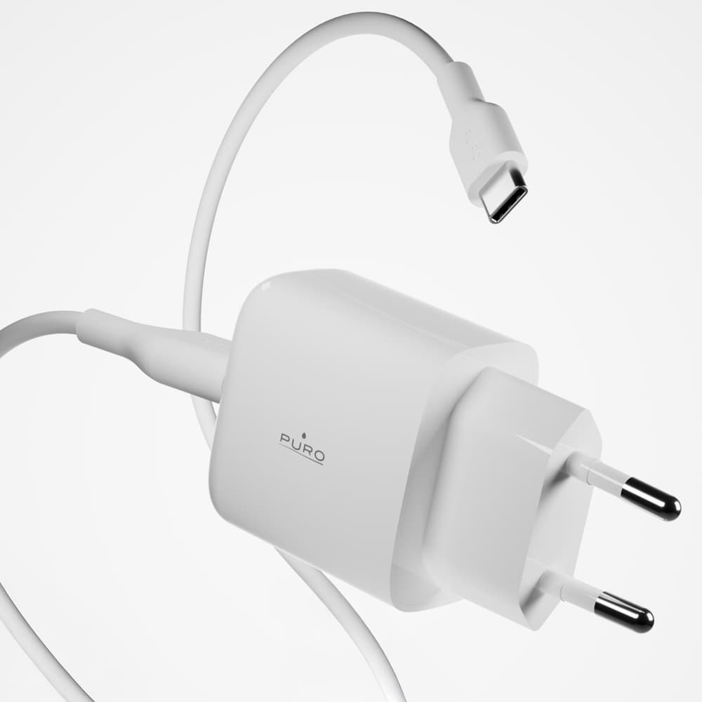 Puro PROLITE 10W USB-A polnilnik + kabel USB-A/USB-C 1.2m, bel 7
