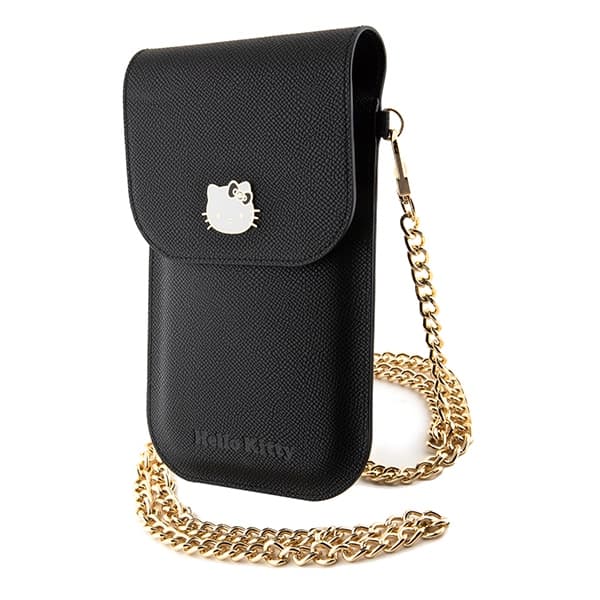 Usnjena torbica Hello Kitty Leather Metal Logo Chain - črna 4