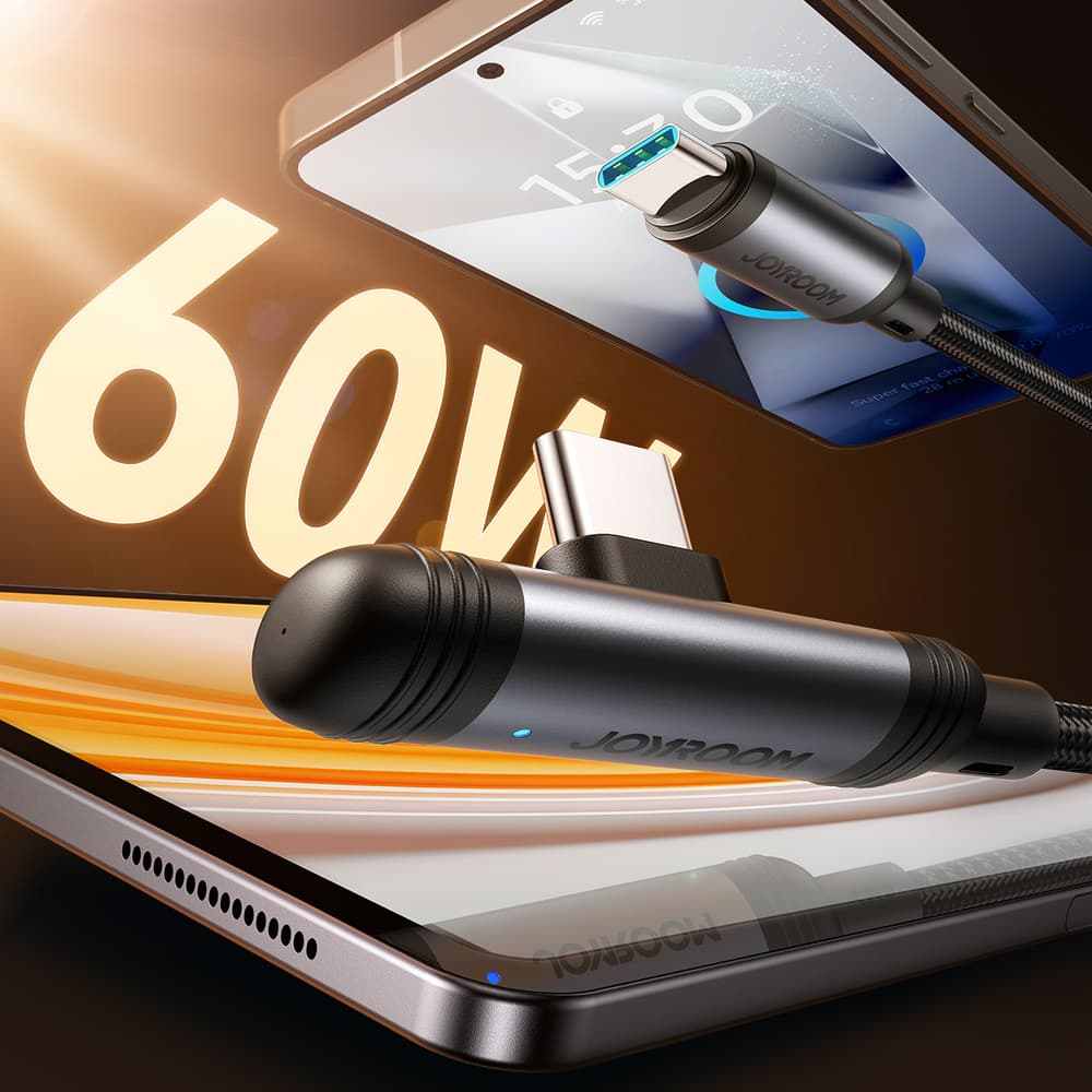 Joyroom S-A56 EnjoyX Series 90° USB-C - USB-C kabel 60W 1.2m - črn 2