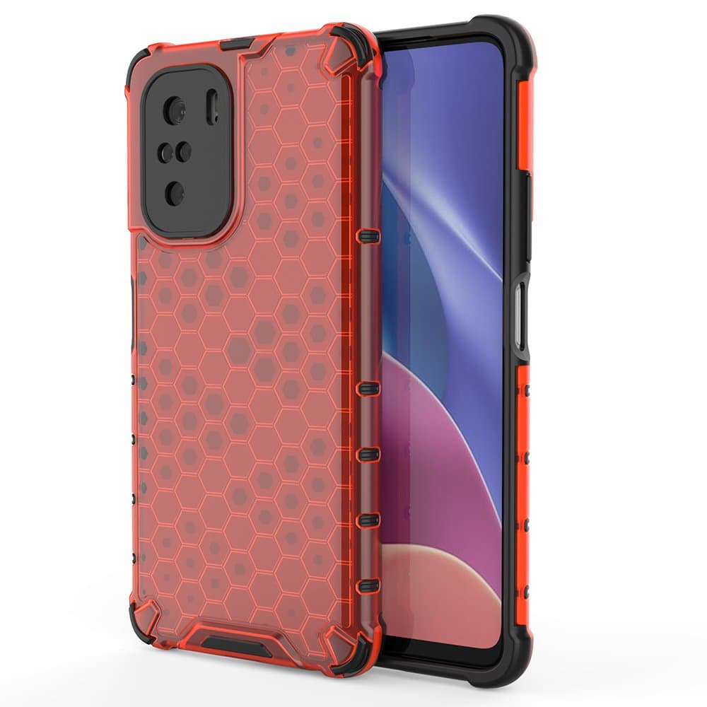 Honeycomb ovitek z odbijačem za Xiaomi Redmi K40 Pro+/K40 Pro/K40/Poco F3, rdeč