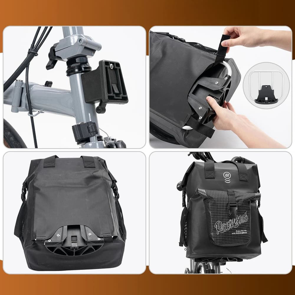 Rockbros AS-158 torbica za krmilo Brompton 18L - črna 6