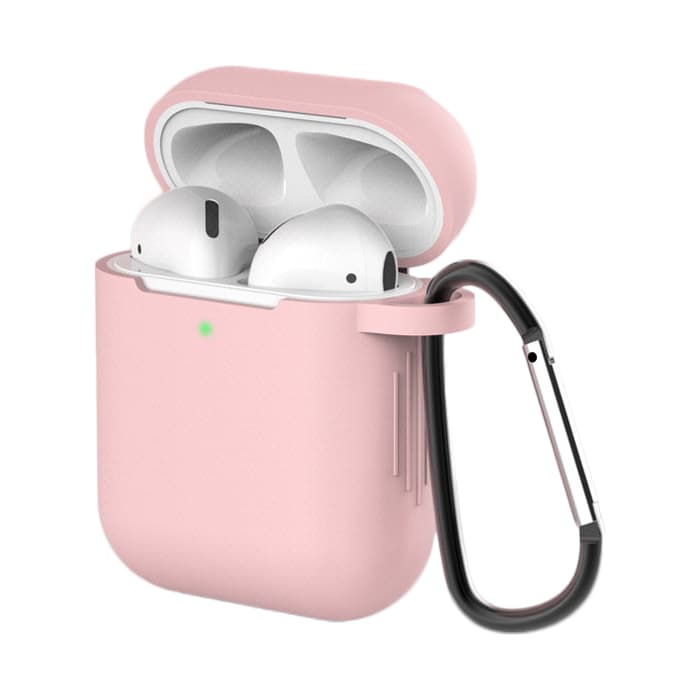 Silikonski ovitek za AirPods 1/2 s carabinerjem, roza