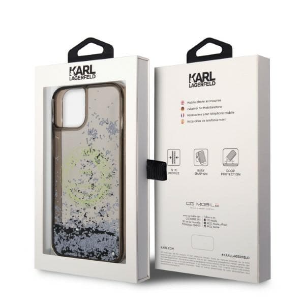 Karl Lagerfeld Liquid Glitter RSG etui za iPhone 14 - črna 8