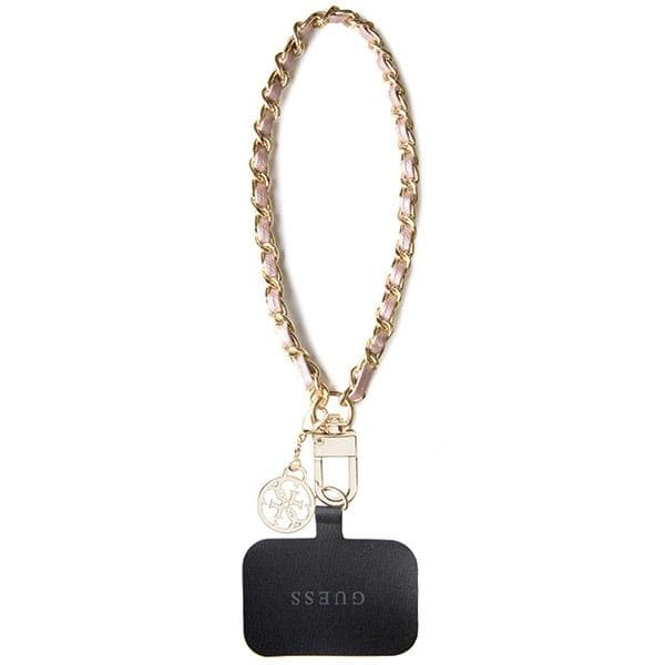 Guess Universal Hand Strap torbica Saffiano Chain 4G Charm - roza