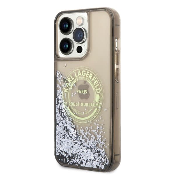 Karl Lagerfeld Liquid Glitter RSG etui za iPhone 14 Pro Max - črna 2