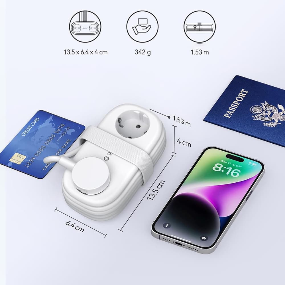 Orico AP3 65W GaN 6in1 razdelilnik: 2x AC + 2x USB-A + 2x USB-C, bel
