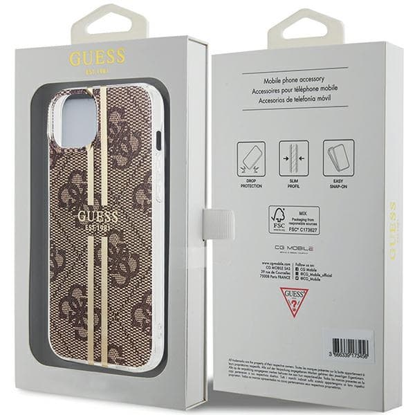 Ovitek Guess IML 4G Gold Stripe za iPhone 15 Plus / 14 Plus - rjav 8
