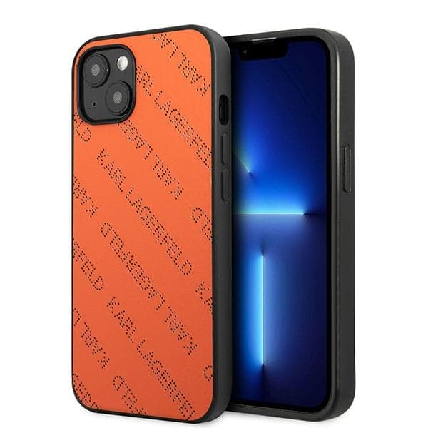 Karl Lagerfeld Perforated Allover ovitek za iPhone 13 mini (5,4") - oranžen