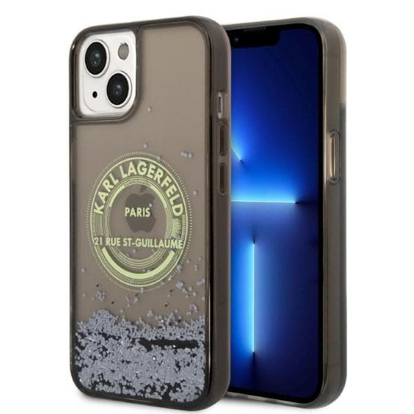 Karl Lagerfeld Liquid Glitter RSG etui za iPhone 14 Plus - črna