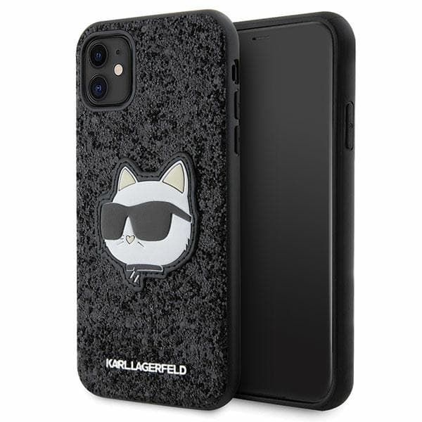 Karl Lagerfeld ovitek Glitter Choupette Patch iPhone 11 / Xr 6.1" - črn