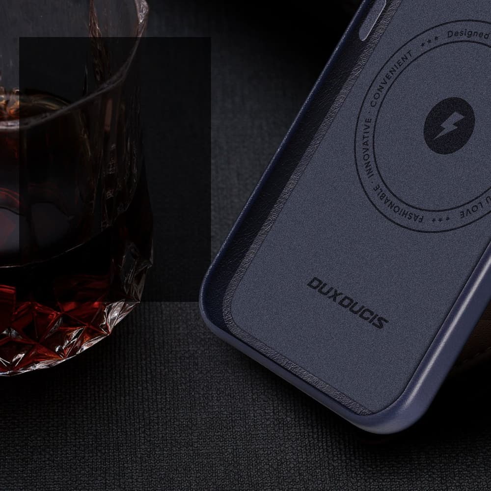 Dux Ducis Naples ovitek za iPhone 14 Plus, usnjen, MagSafe, moder 8