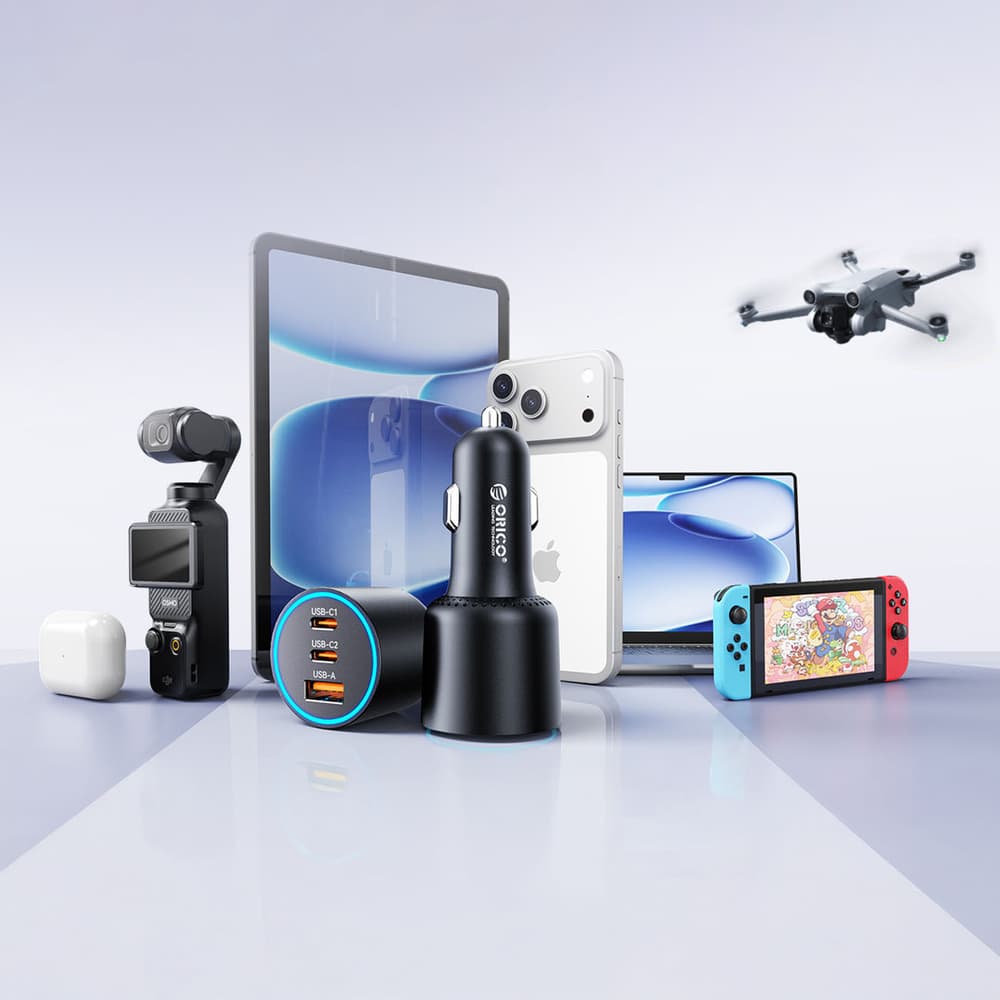 Orico HyperDrive 165W avtomobilski polnilnik, USB-A + 2x USB-C - črn 3