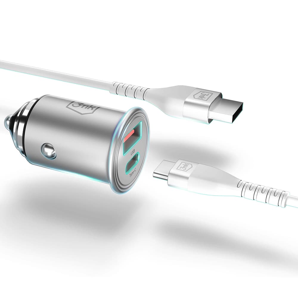 3mk Hyper avto polnilec 45W, 2x USB-C 4