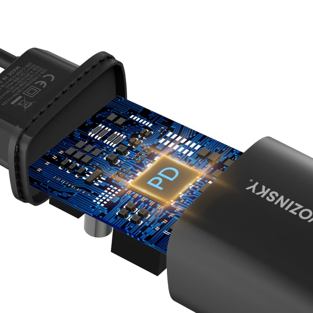 Stenski polnilnik Wozinsky WGWCB 20W, USB-A + USB-C - črn 4