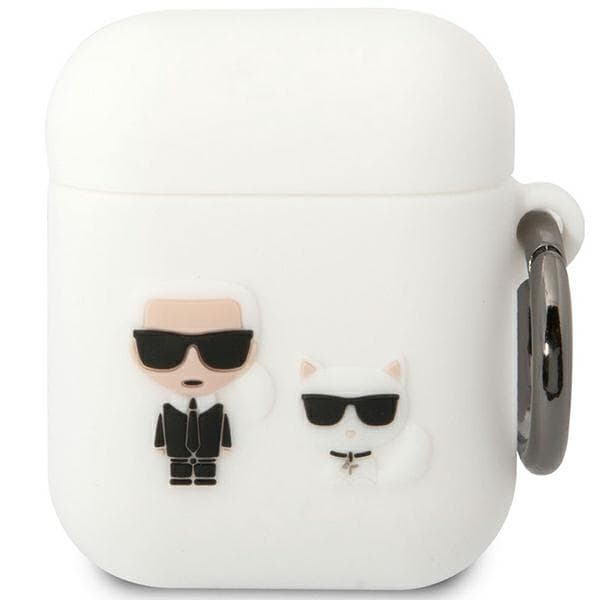 Karl Lagerfeld etui za AirPods 1/2, Silicone Karl&Choupette, bel