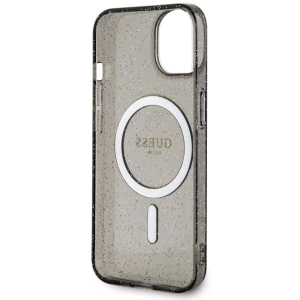 Ovitek Guess Glitter Gold MagSafe za iPhone 14, črn 7