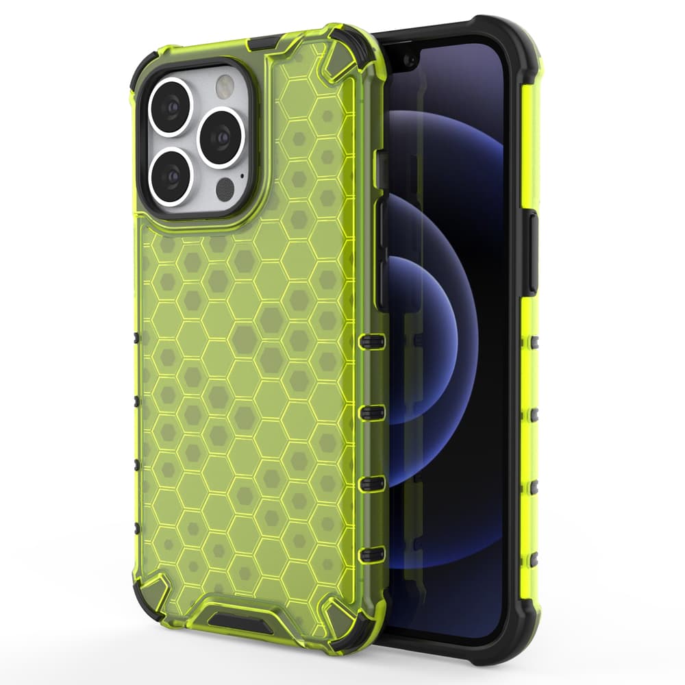 Honeycomb ovitek z TPU odbijačem za iPhone 13 Pro - zelen