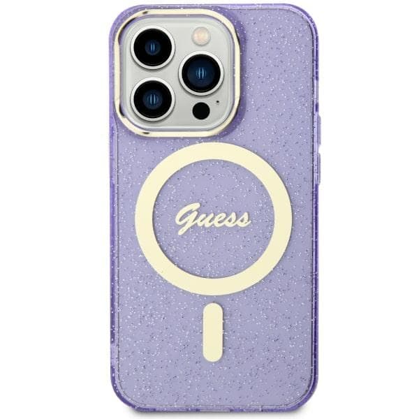 Guess ovitek za iPhone 11 / Xr 6.1" Glitter Gold MagSafe, vijoličen
