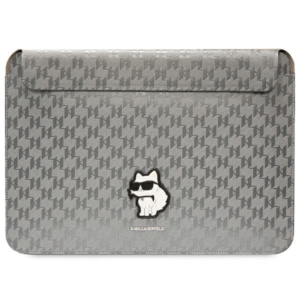 Etui Karl Lagerfeld Saffiano Monogram Choupette za 14" prenosnik - srebrna