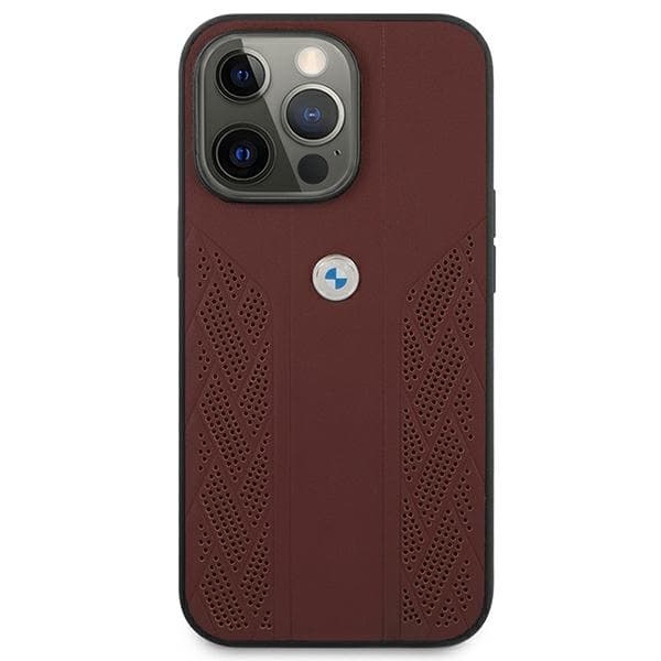 BMW usnjena etui Curve Perforate za iPhone 13 Pro / iPhone 13 - Rdeča 4