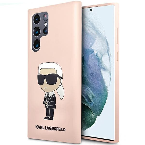 Karl Lagerfeld ovitek za Samsung S23 Ultra Silicone Ikonik Karl, roza
