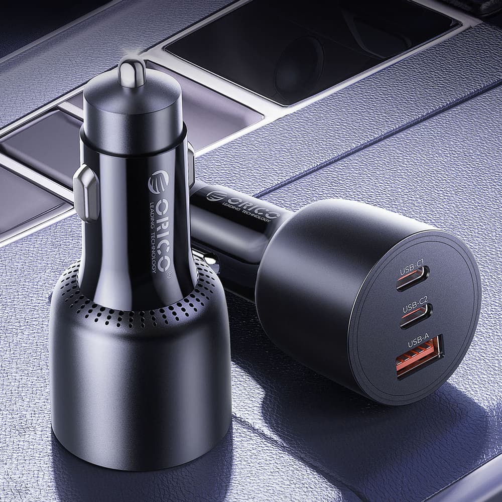 Orico PowerLink 165W avtomobilski polnilnik, USB-A + 2x USB-C - črn 3