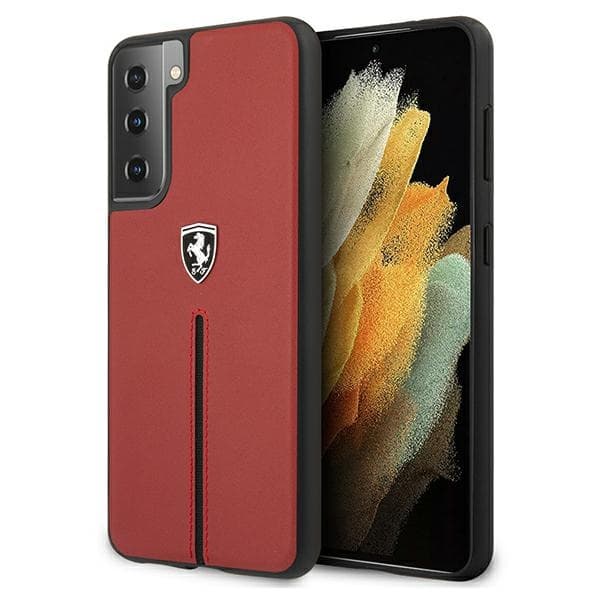 Ferrari FEOSIHCS21MRE ovitek za Galaxy S21+, rdeč, Off Track Leather