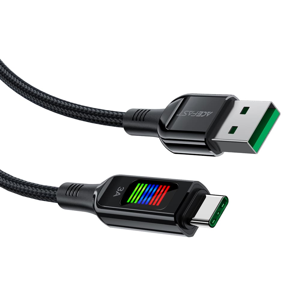 Acefast C7-04 USB-A v USB-C 60W 1.2m kabel z zaslonom, črn 3