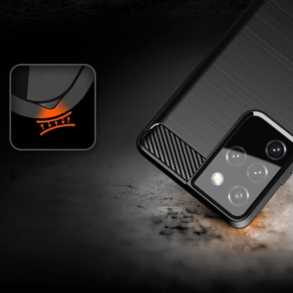 Carbon Case ovitek za Samsung Galaxy S21 Ultra 5G - Modra 7