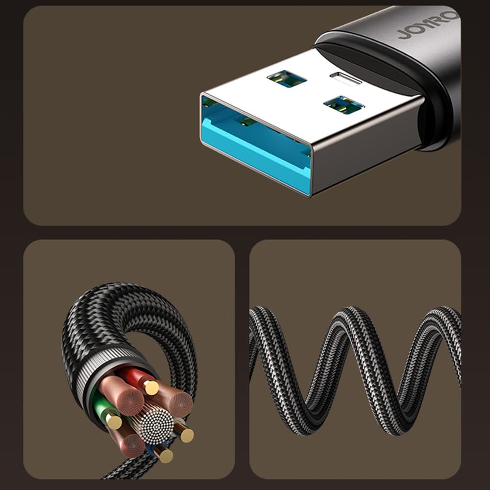 Joyroom S-A56 Kabel USB-A - USB-C 3A, 90° kotni, 1.2m, črn 6