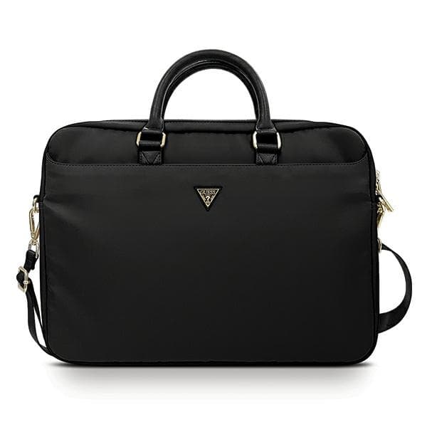 Torba Guess Nylon Triangle Logo za 16" prenosnik - črna