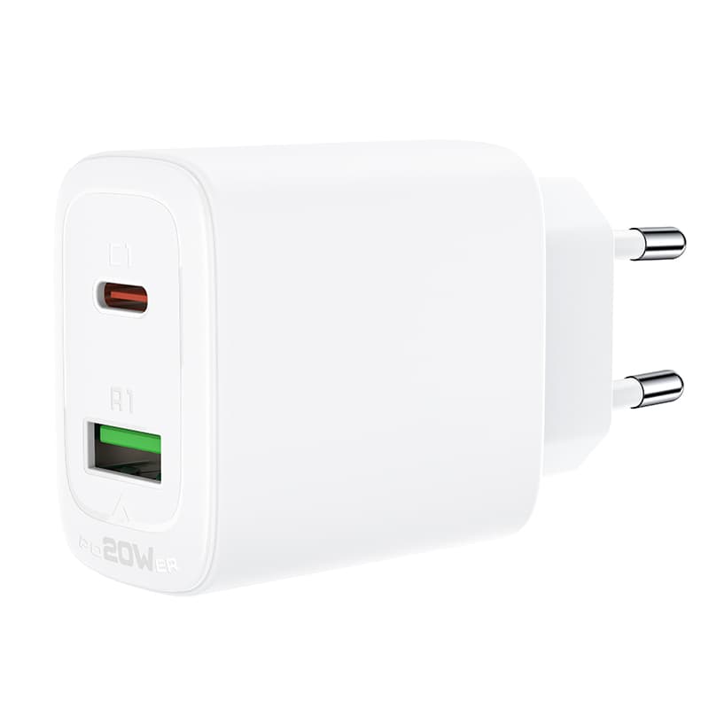 Acefast stenski polnilnik USB-C/USB 20W, PD, QC 3.0, FCP, bel (A25) 6